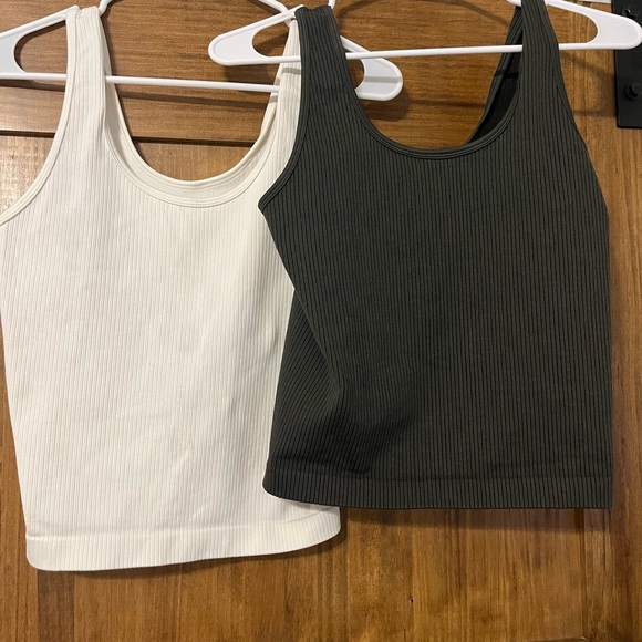 a new day | Tops | A New Day Ribbed Tank Top Set White And Dark Green ...